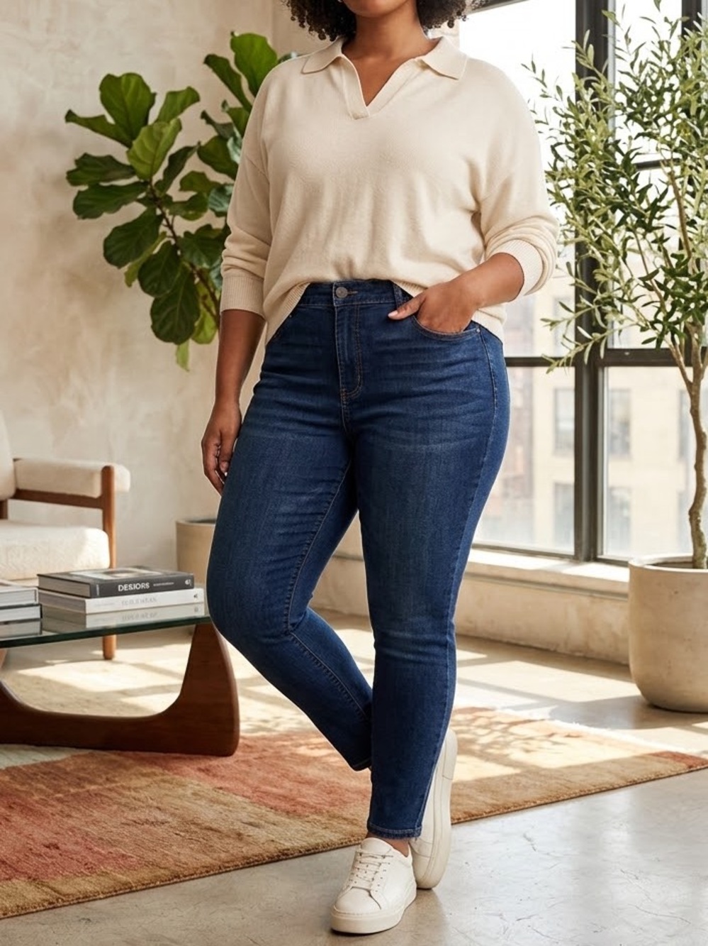 Wonderly Dark Wash Plus Size Skinny Jeans